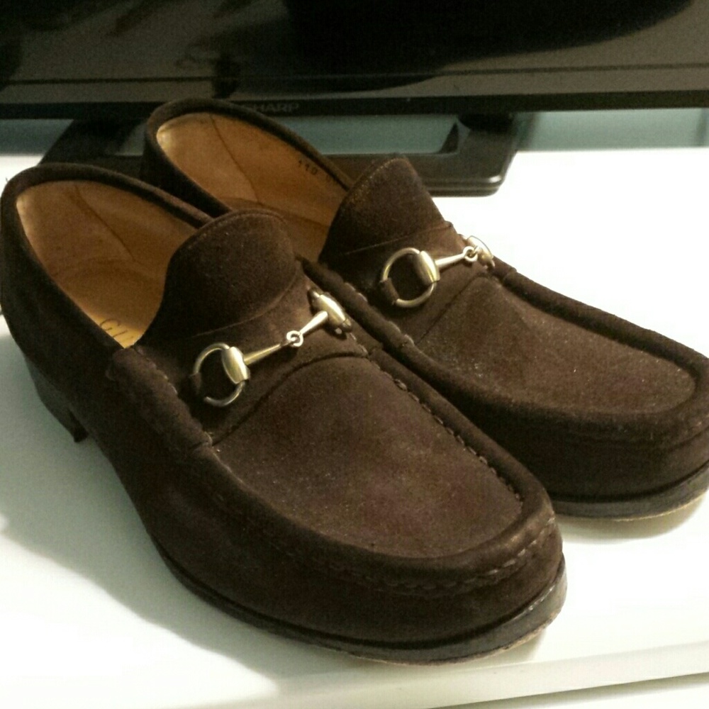 Brown Suede Gucci Loafers